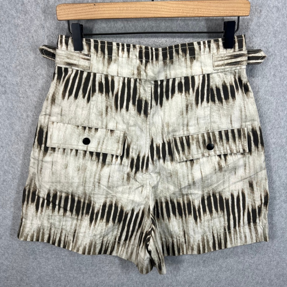 Isabel Marant Ilirya Shorts Womens 38 Khaki Tie Dye Ikat High Waist Cotton NWT - Picture 4 of 11